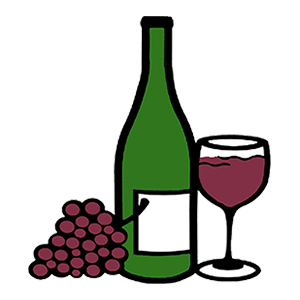 Wine Bottle, Glass & Grapes (napa)